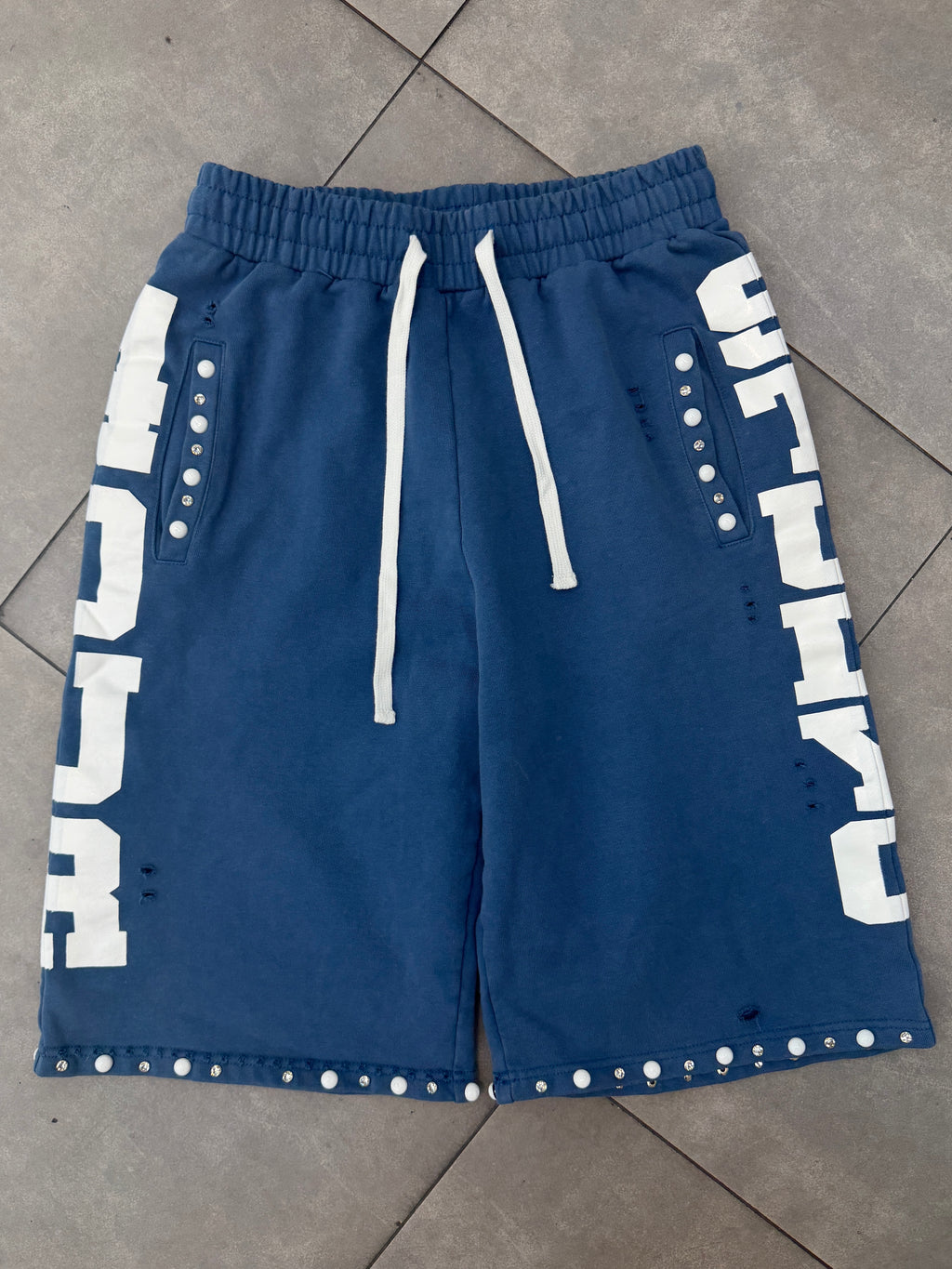 PEARLIZED 3/4 SWEAT SHORTS NAVY