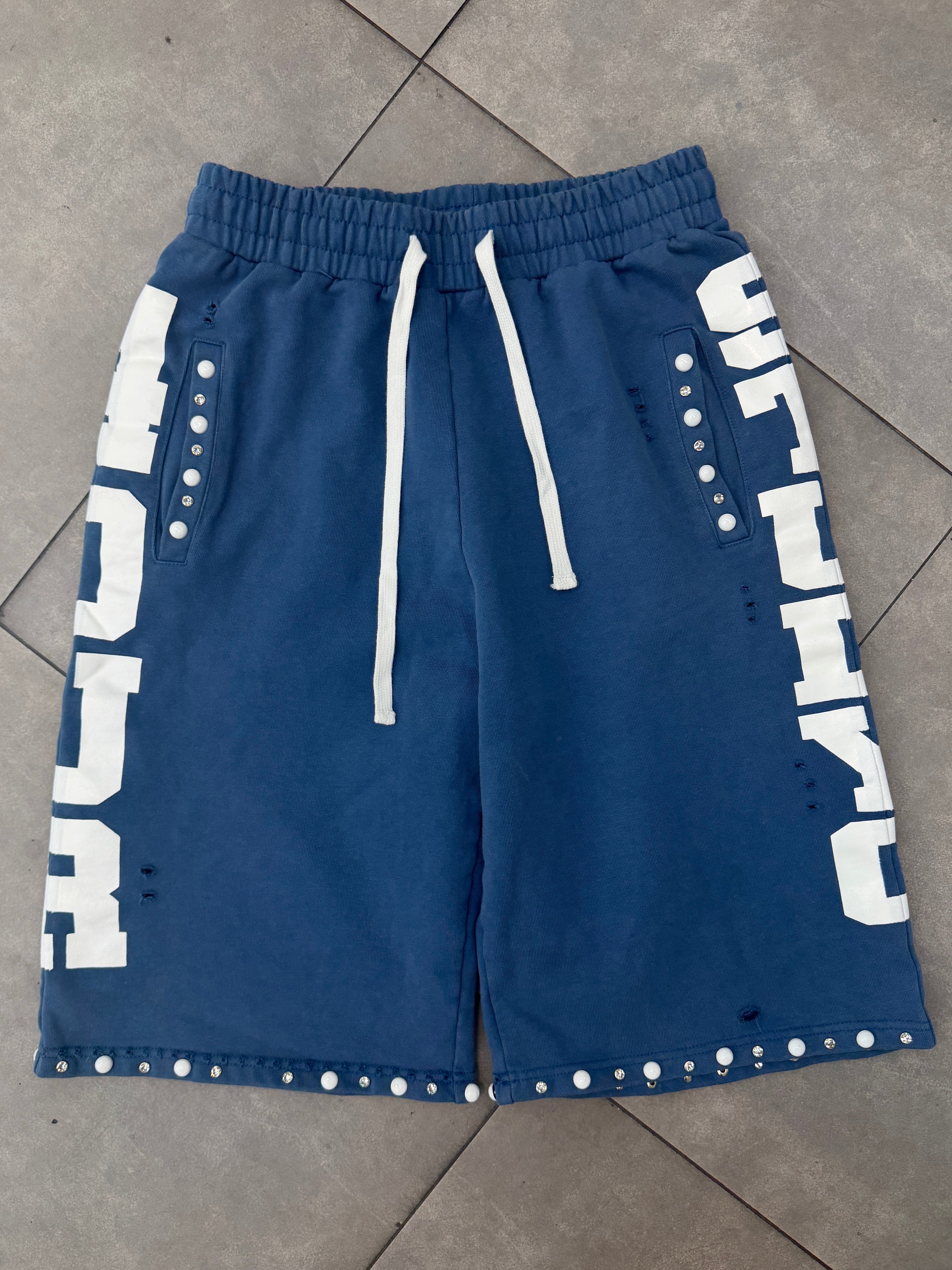 PEARLIZED 3/4 SWEAT SHORTS NAVY