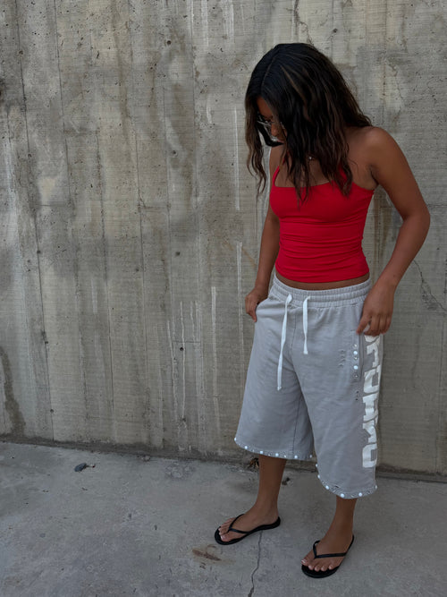 PEARLIZED 3/4 SWEAT SHORTS GREY